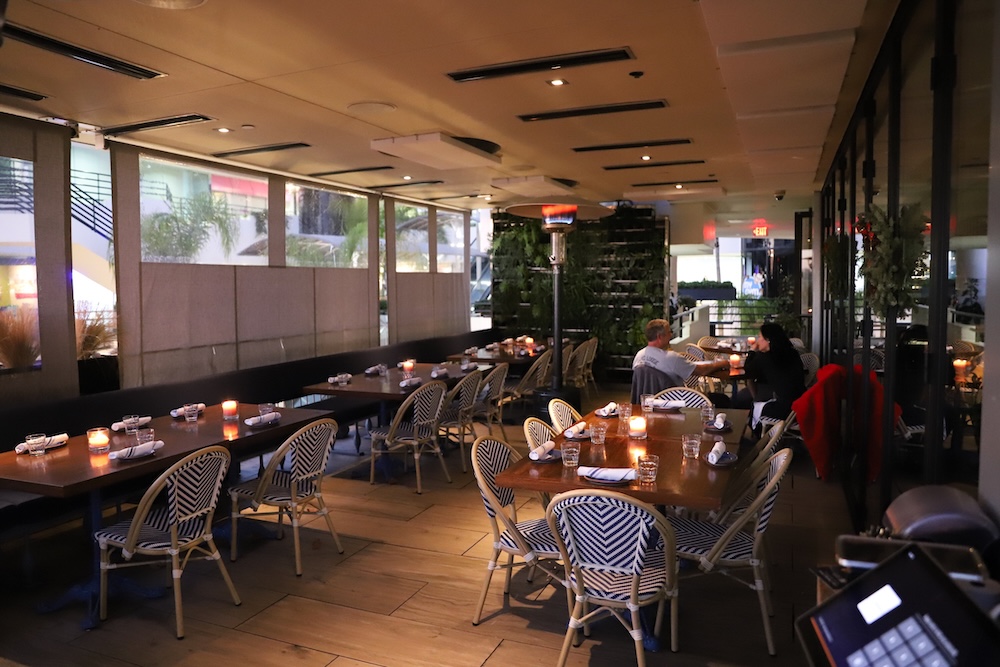 The outdoor patio is available for a buyout fee for up to 48 guests.